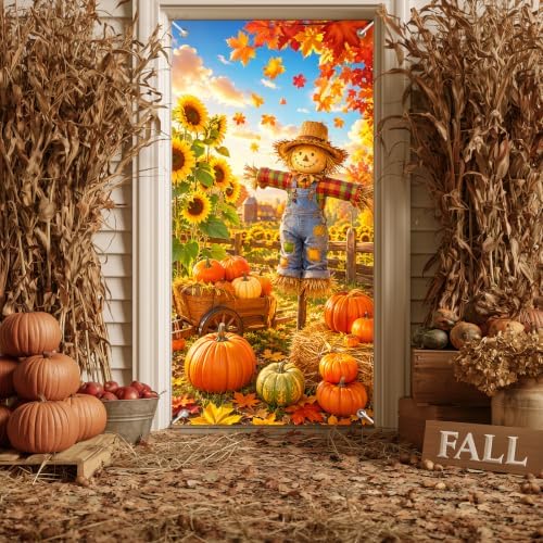 BlissYard Thanksgiving Scarecrow Door Cover 35 x 71 Inch - Image 6