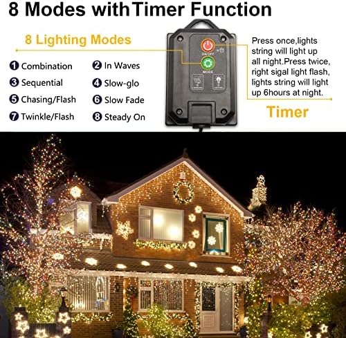 Solar Christmas String Lights, Warm White 200Led Outdoor Waterproof - Image 4