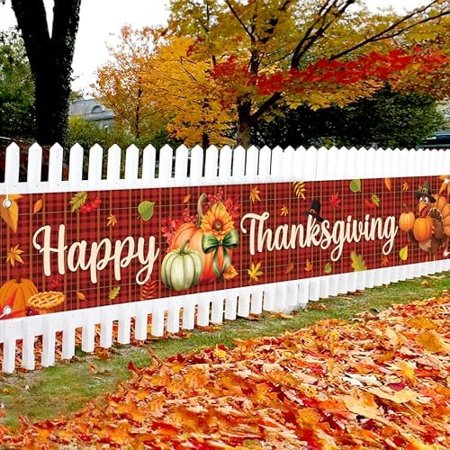 KatchOn Happy Thanksgiving Banner Fence Sign 120x20 Inch by KatchOn