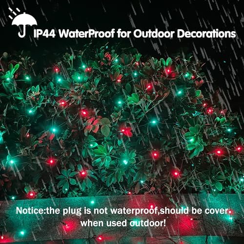 HISHINY LED Christmas Net Lights Outdoor,6ftx6ft 144LED Green Wire, Connectable Indoor Outdoor Bush Mesh Net Lights String for Halloween Christmas Party,Shrub,Yard,Tree（Red & Green） - Image 3