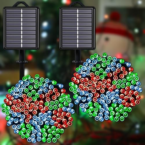 Solar Christmas String Lights, Red White Green 200Led, Outdoor by YAOZHOU