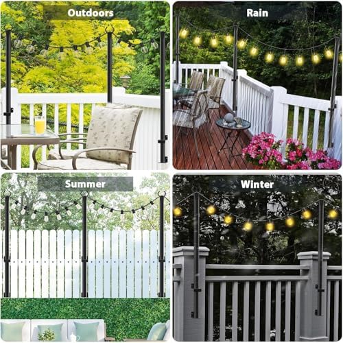 8 Pack String Light Poles,5Ft Metal Poles for Outdoor String Lights,Outdoor Light Poles with Post,Poles/Stand for Outside,Patio,Deck,Backyard,Garden Wedding,Party - Image 2