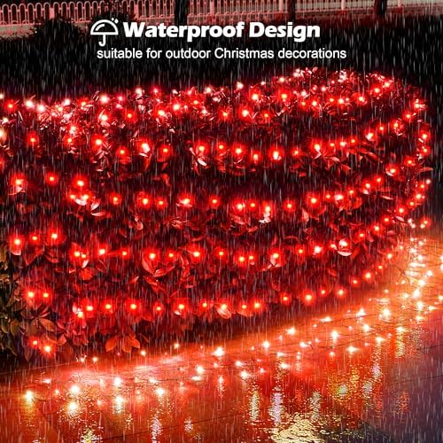 BlcTec Outdoor Christmas Lights 200 LED 8.4ft x 5.2ft Christmas Net Lights with 8 Modes, UL Certified, Timer, Connectable, Waterproof for Trees, Bushes, Shrub, Yard Outdoor Holiday Decorations, Red - Image 3
