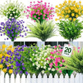 20 Bundles Artificial Flowers for Outdoors, Summer Spring Grass Camellia by TURNMEON