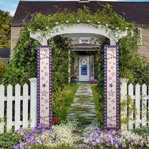 doginthehole 4th of July Door Banner Patriotic Porch Sign Banner Decoration Sunflowers American Flag Front Door Hanging Banners for Independence Day Memorial Day Welcome Home Decoration - Image 5