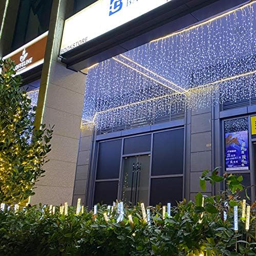 ZIMINGU Icicle Dripping Lights, 13FT 144 LEDs 8 Modes Christmas Connectable Twinkle Window Curtain Fairy Waterfall Diwali Ceiling String Lights for Outdoor Indoor Decorations (Cool White, 4X0.6M) - Image 3