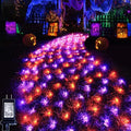 Pooqla Orange and Purple Halloween Net Lights Outdoor, 21x 5ft Green Wire by Pooqla