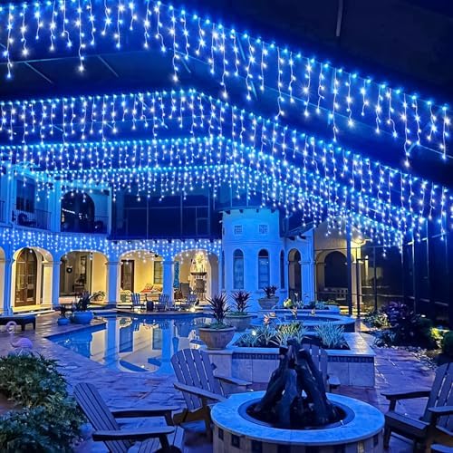 33FT Icicle Lights for Outside 400 LED Blue and White Christmas Lights - Image 7