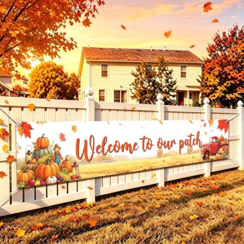 Welcome to Our Patch Fall Banner Pumpkin Patch Thanksgiving Yard Sign Decor by Xiolcxdr