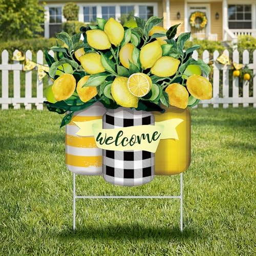 Yookeer Summer Decoration Outdoor Metal Lemon Leaf Sign with Stakes - Image 5