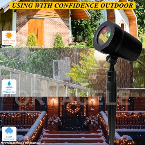 Christmas Laser Light Projector, Star Show LED Lights Red and Green Outdoor IP65 Waterproof, 3 Modes RF Remote Control, Landscape Decoration for Xmas Yard Holiday Party - Image 3