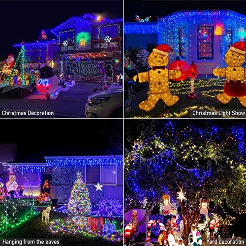 99ft Blue Christmas Lights Outdoor, 1216 LED Icicle Lights for Outside House with Clear Wire 8 Modes Timer, Plug in Waterproof for Home Holiday Eaves Yard Party Tree Room Wall Indoor Decoration - Image 5