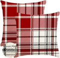 RABUSOFA Christmas Pillow Covers 18x18 Inch Indoor Outdoor Waterproof Set of 2 Buffalo Plaid Striped Holiday Decorative Cushion Cases for Xmas Red Christmas Decor Decorations Couch by RABUSOFA