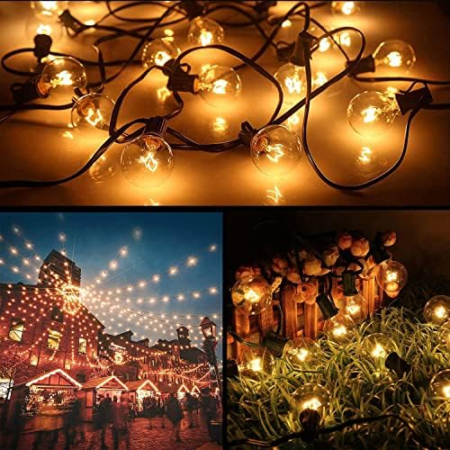 G40 Outdoor String Lights, 50Ft Hanging Outdoor Patio Lights with 53 Clear Globe Bulbs (3 Spare), Connectable Backyard Lights for Indoor Outdoor Porch Balcony Party Commercial Decoration- Brown Wire - Image 6