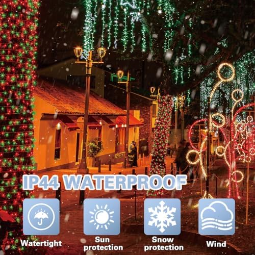 LAMPHOME Red and Green Christmas Lights, 66ft 200 LED String Lights,16 Modes Twinkle Fairy Light Plug in Waterproof for Indoor Outdoor,Christmas Tree Light for Holiday,Wedding Party,Xmas Decor - Image 5