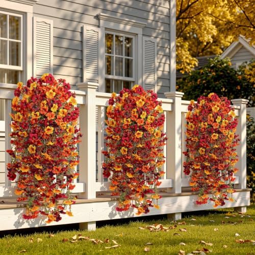 4 Pcs Upgrade Big Artificial Hanging Fall Flowers for Outdoors Decorations - Image 6