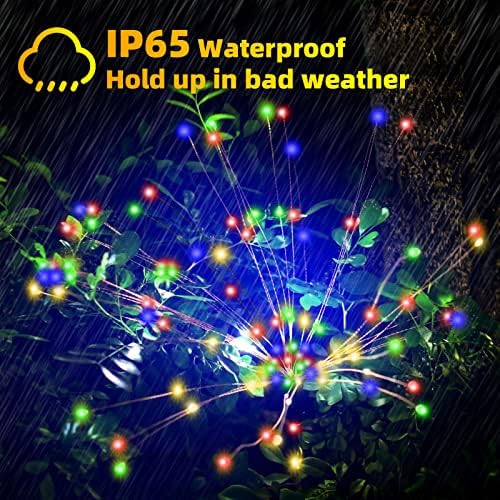 YOTOZU 2 PCS Solar Firework Light, Outdoor Solar Garden Decorative Lights 120 LED Powered 40 Copper Wires String DIY Landscape Light for Pathway (Multi-Color) - Image 3