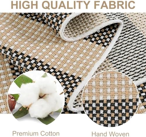 Fall Front Door Mat 3x5, Cotton Woven Washable Striped Outdoor Rug - Image 3