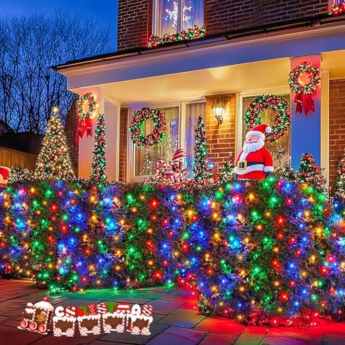 JMEXSUSS 200 LED Christmas Net Lights, 9.8ft x 6.6ft Connectable Outdoor Mesh, Plug-in Bush Lights (Warm White & Multicolor) (Pack of 6) - Image 5