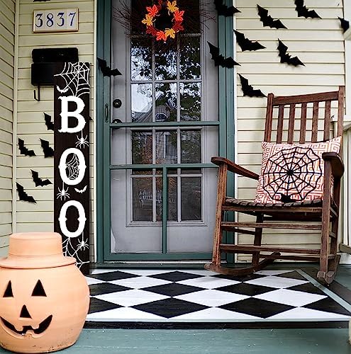 Boo Porch Sign Scary Wooden Sign For Front Porch 47.2 Inches Halloween Vertical Welcome Sign Yard Standing For Patio Front Door Porch Home Decor - Image 5