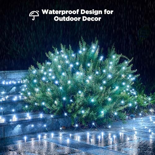 BlcTec Upgraded Outdoor Christmas Lights 280LED 10ft x 6.7ft Christmas Net Lights with UL Certified, 8 Modes, Timer, Connectable, Waterproof & Thick Wire for Bushes, Shrubs Decorations, Cool White - Image 4