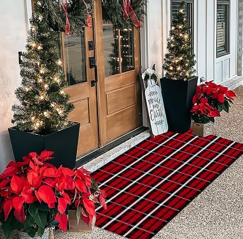 Christmas Outdoor Rug 2'x4.3',Red and Black Front Porch Rug - Image 2