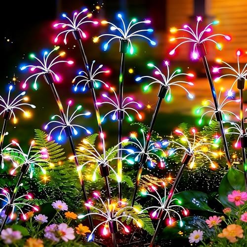 VOOKRY Solar Garden Lights Outdoor, 4 Pack Multicolor Fairy Firework Lights by VOOKRY