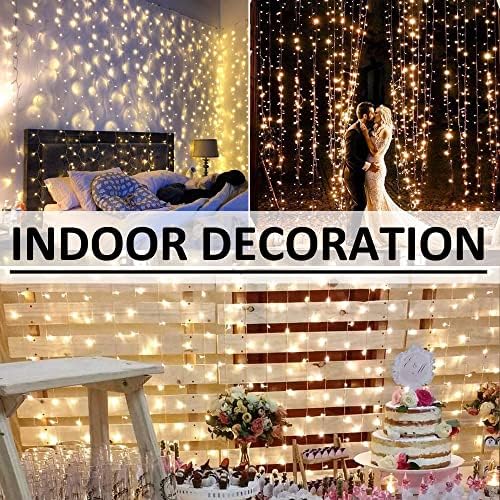Solhice LED Curtain Lights Outdoor 20ft x10ft, 600 LED Plug in Hanging String Lights Indoor Bedroom, Twinkle Light Backdrop for Outside Wedding Decor, Warm White (Not Connectable) - Image 4