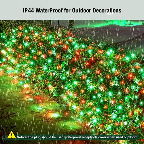 Led Red and Green Christmas Net Lights Outdoor Christmas Bushes Lights 120Led 6ftx5ft, Connectable Outdoor Indoor Mesh Net Lighting for Xmas Holiday, Garden, Lawn, Shrubs, Trees, Bushes Decorations - Image 3