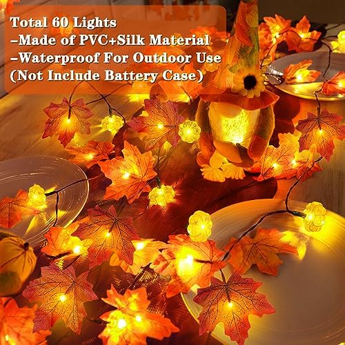 Timer&3 Pack Halloween Fall Decor Fall Garland with Pumpkin Lights 60LED - Image 4