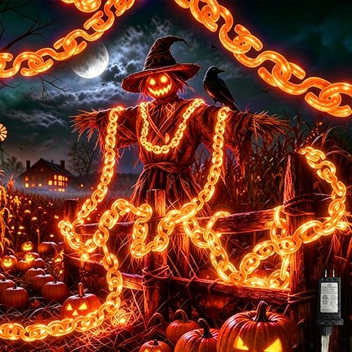 2 Pack 16.4 ft Halloween Chain Lights, Orange Halloween Lights by Bringingjoytoyourhomelife