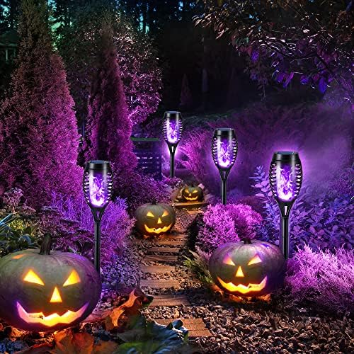 Toodour Solar Torch Flame Lights, 6 Pack Solar Halloween Lights Outdoor - Image 4