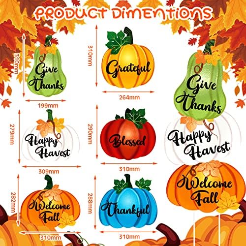 Vicenpal 6 Pcs Fall Pumpkin Yard Stakes Thanksgiving Harvest Lawn Sign - Image 2