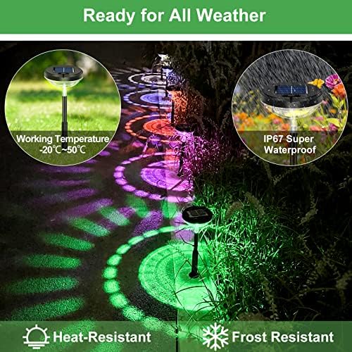 Nupostai 8 Pack Solar Pathway Lights, Multicolor & Warm White LED, IP67 Waterproof, Outdoor Garden Yard Lawn Landscape Decorative - Image 5