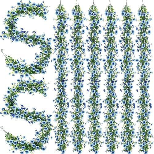 8 Pcs 6 ft Artificial Flowers Wisteria Garland, Blue by FineCheer