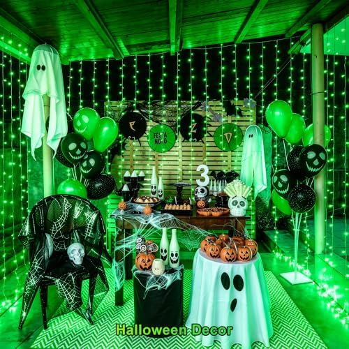 JMEXSUSS 300 LED Green Curtain Lights for Halloween Decor, 9.8x9.8ft - Image 3