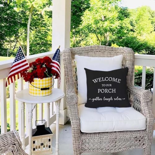 PANDICORN Outdoor Throw Pillow Covers 20x20 Inch Set of 2, Black - Image 2