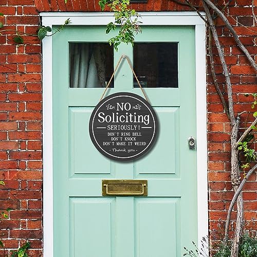 Funny No Soliciting Sign for House 12"x12" Do not Knock or Ring Doorbell Wooden Signs for Front Door Rustic No Soliciting Welcome Sign Hanging Decorations for Home Yard Garden Farmhouse Porch - Image 6