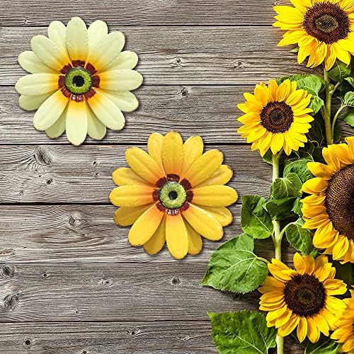 YEAHOME 10'' Sunflower Wall Decor, Metal Flower Wall Art Decorations, Sunflower Spring Yard Garden Decor Hanging for Kitchen, Bathroom, Handmade Gift for Indoor or Outdoor, Set of 2 Wall Sculptures - Image 2
