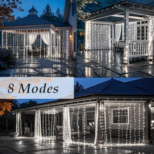 Solhice LED Curtain Lights Outdoor 30ft x10ft Cool White, 720 LED Plug in Hanging Christmas String Lights Indoor, Twinkle Light Backdrop for Outside Backyard Wedding Bedroom Decor (Not Connectable) - Image 3