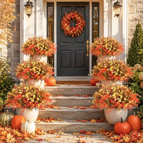 24 Bundles Artificial Fall Flowers for Outdoors Decor, Fake Mums Plants - Image 5