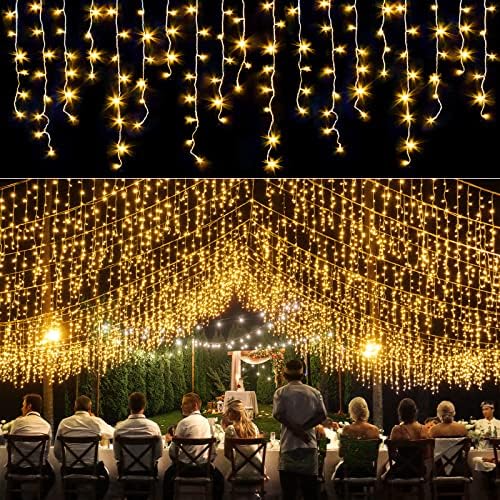 Icicle lights for Outside Christmas Lights Outdoor 33ft 400 LEDs Warm White by Nielfoi