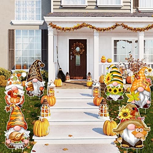 TREWAVE Fall Thanksgiving Yard Signs Decoration 8 Pcs Gnomes Yard Stakes - Image 4