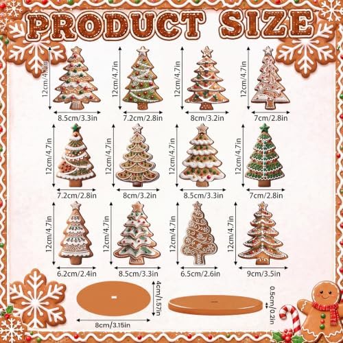 Wesiti 12 Pcs Christmas Table Decorations Wooden Xmas Gingerbread Tree Tiered Tray Centerpiece Decor Mini Christmas Tree Table Topper for Winter Holiday Farmhouse Party Favor - Image 4