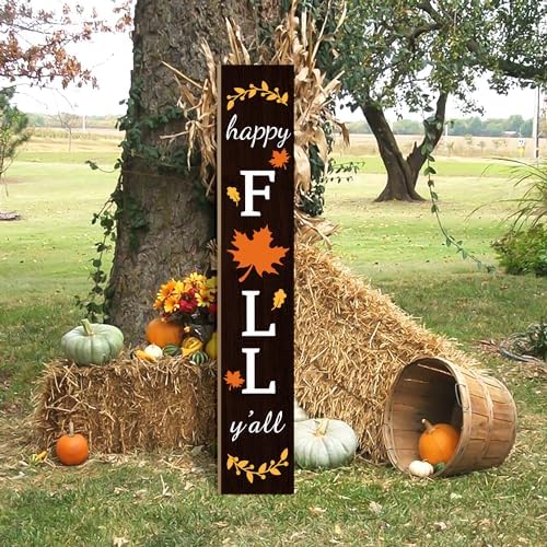 Fall Porch Sign Wooden Hanging Porch Decor Autumn Thanksgiving Vertical Fall Welcome Signs for Front Porch Rustic Maple Leaf Decoration Outdoor Standing for Home Wall Yard,47.2"H - Image 3
