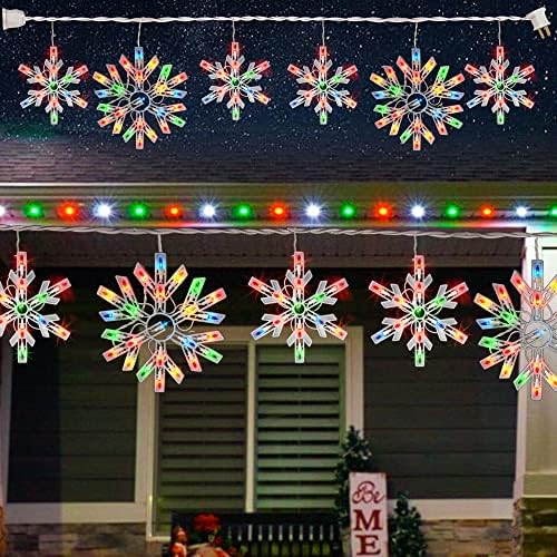 Dazzle Bright Christmas Snowflake Lights Outdoor,100 Count 8.5FT Connectable Waterproof Christmas Icicle Lights with 6 Drops Plug in for Indoor Xmas Yard Home Decorations (Multi-Colored) by DazzleBright