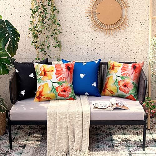 Pyonic Outdoor Pillow Covers Pack of 2 Red Yellow Floral Waterproof Throw Pillow Covers 18X18 inch Outdoor Pillows for Patio Furniture Garden Square Outside Waterproof Pillow - Image 7
