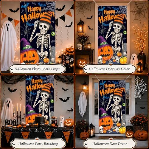 35.4" x 70.8" Halloween Door Cover, Haunted House Front Door Decor - Image 5
