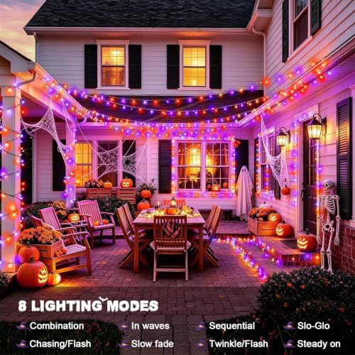 JMEXSUSS 1000LED Orange and Purple String Lights, Halloween Lights Plug in - Image 5