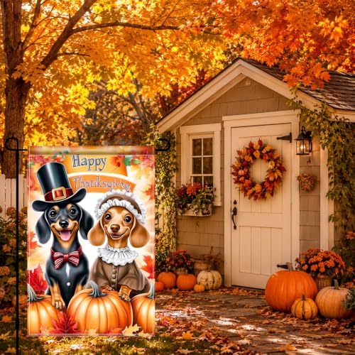BlissYard Fall Dachshund Lady Gent Garden Flag 12x18 Inch Outdoor Decor - Image 5